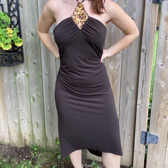 Brown sequence dress - Picture 2 of 8